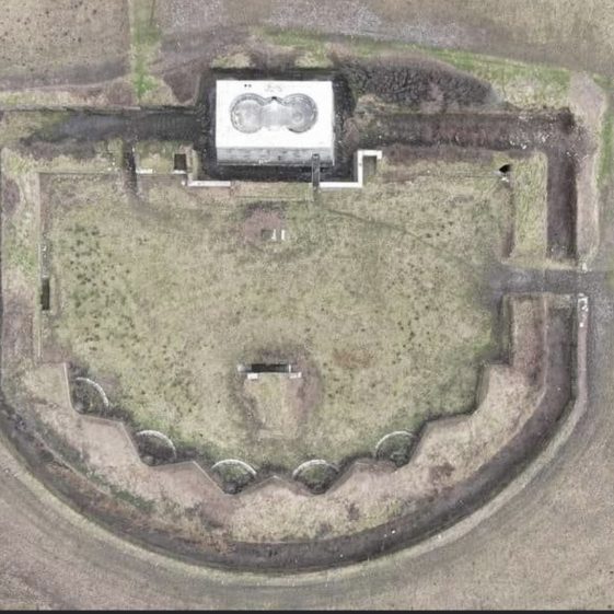 Kilkerrin Napoleonic Quadrangular Battery and Tower. Aerial view shows where the six 24 pounder guns were situated. | David O’Gorman